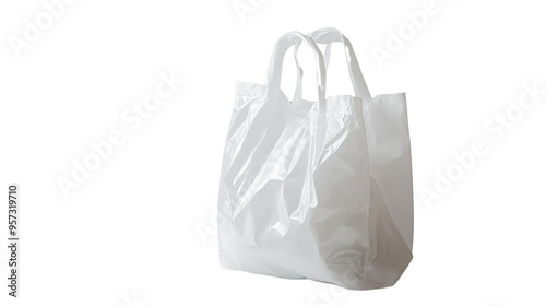 white plastic bag on transparent white background