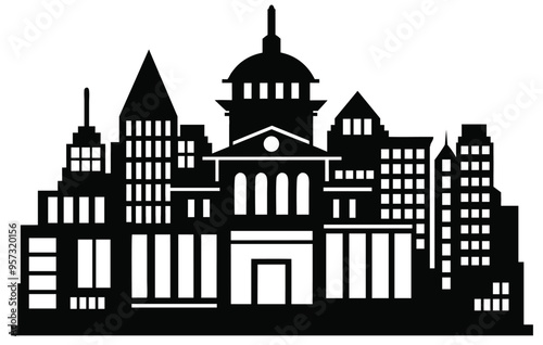 Wallpaper Mural Captivating black and white cityscape with sleek skyscrapers, perfect for urban projects. Evokes energy of metropolis, great for travel or real estate themes Torontodigital.ca