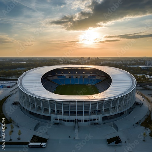 sunset in the stadium view