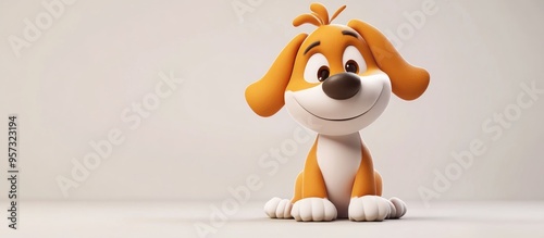 3D illustration of a cartoon dog scratching itself photo