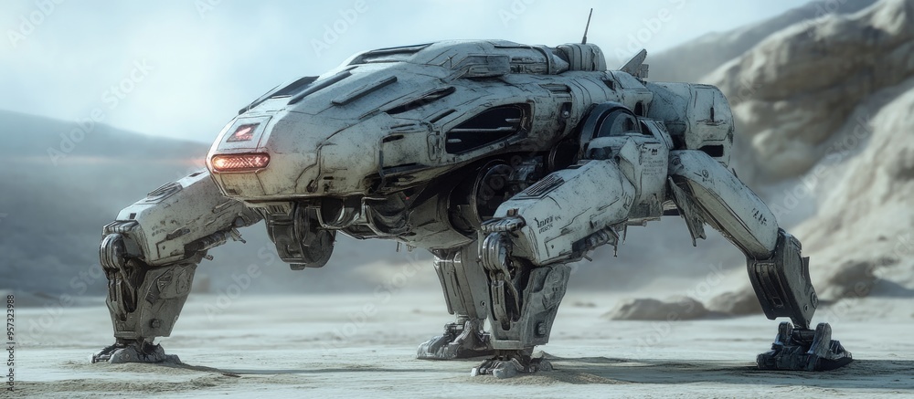 Fototapeta premium 3D illustration of a combat robot