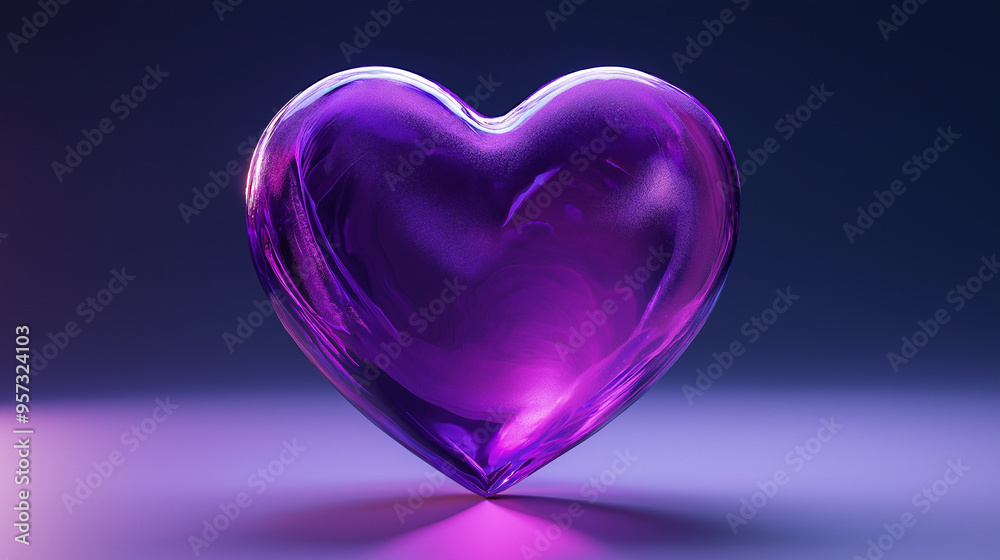 A 3D render of a heart with a vibrant violet color. The heart has a smooth texture and is illuminated from the front A 3D render of a heart with a vibrant violet color. The heart has a smooth texture and is illuminated from the front