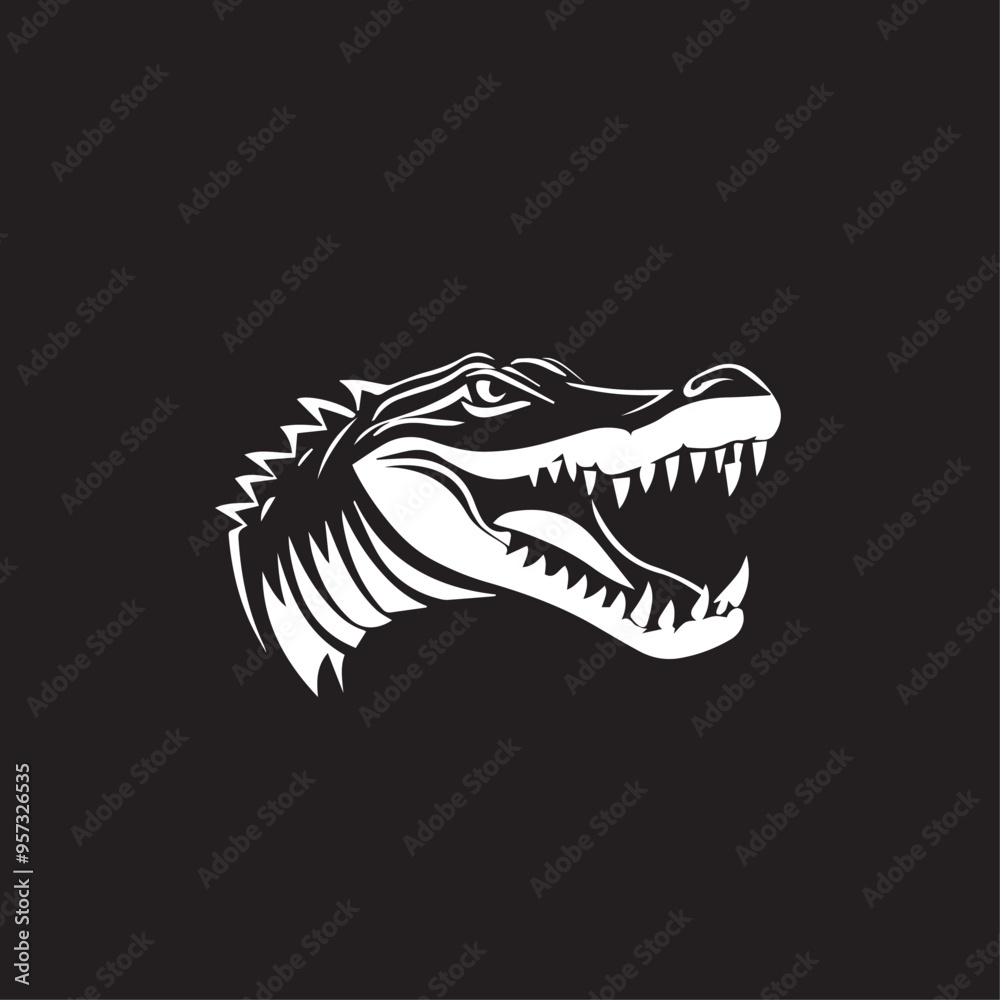 Fototapeta premium crocodile in cartoon, doodle style . Image for t-shirt, web, mobile apps and ui. Isolated 2d vector illustration in logo, icon, sketch style, Eps 10, black and white. AI Generative