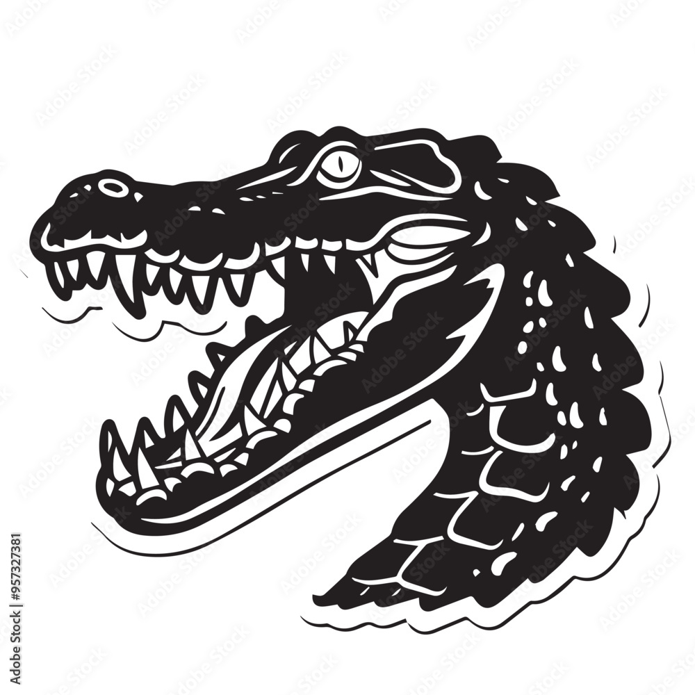 crocodile in cartoon, doodle style . Image for t-shirt, web, mobile apps and ui. Isolated 2d vector illustration in logo, icon, sketch style, Eps 10, black and white. AI Generative