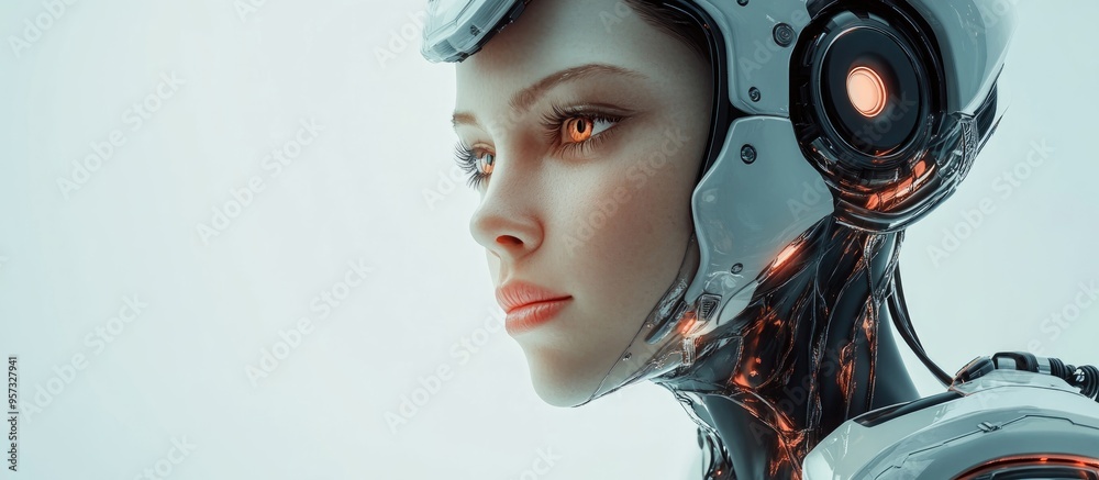 3D illustration of a female robot on a white backdrop 3D illustration of a female robot on a white backdrop