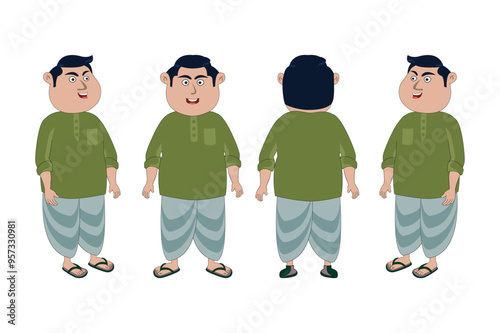  Village man cartoon character set. Perfect for animation projects, capturing the life of traditional village people