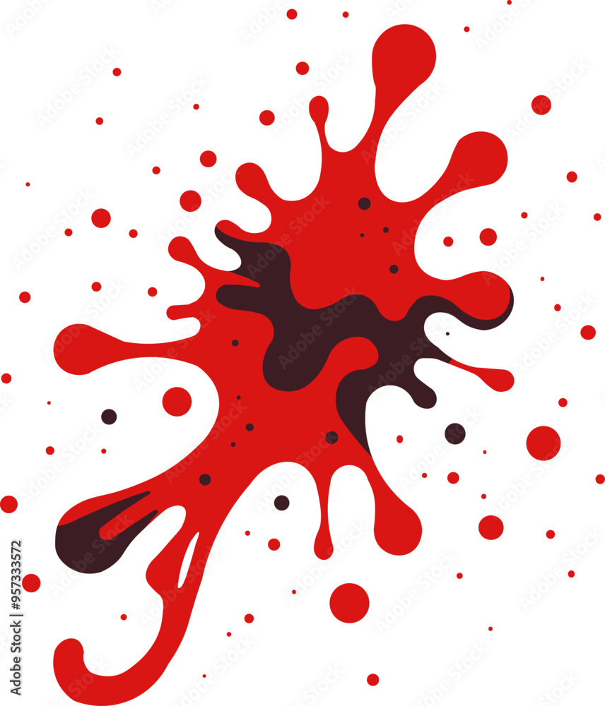 Blood stain on the wall. Minimalist bloodstain illustration with scattered sprinkles for Halloween