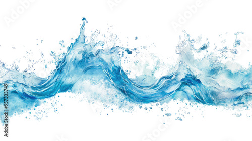 Sea waves on transparent white background