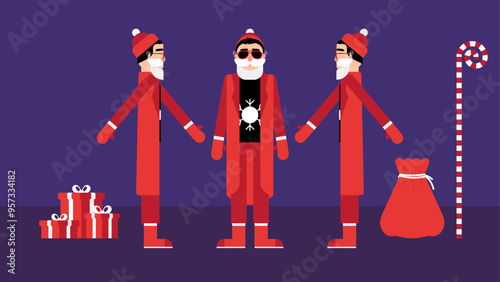 A Classic Hip Flat Santa in Outerwear