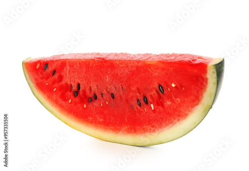 Piece of fresh watermelon on white background