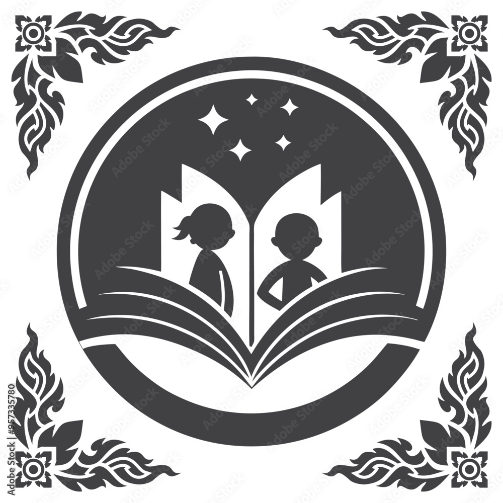 Children's book club logo supporting charity Minimalist for education logo Children's book club logo supporting charity Minimalist for education logo