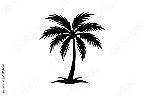 Wallpaper Mural Palm tree silhouette vector art illustration on white background Torontodigital.ca