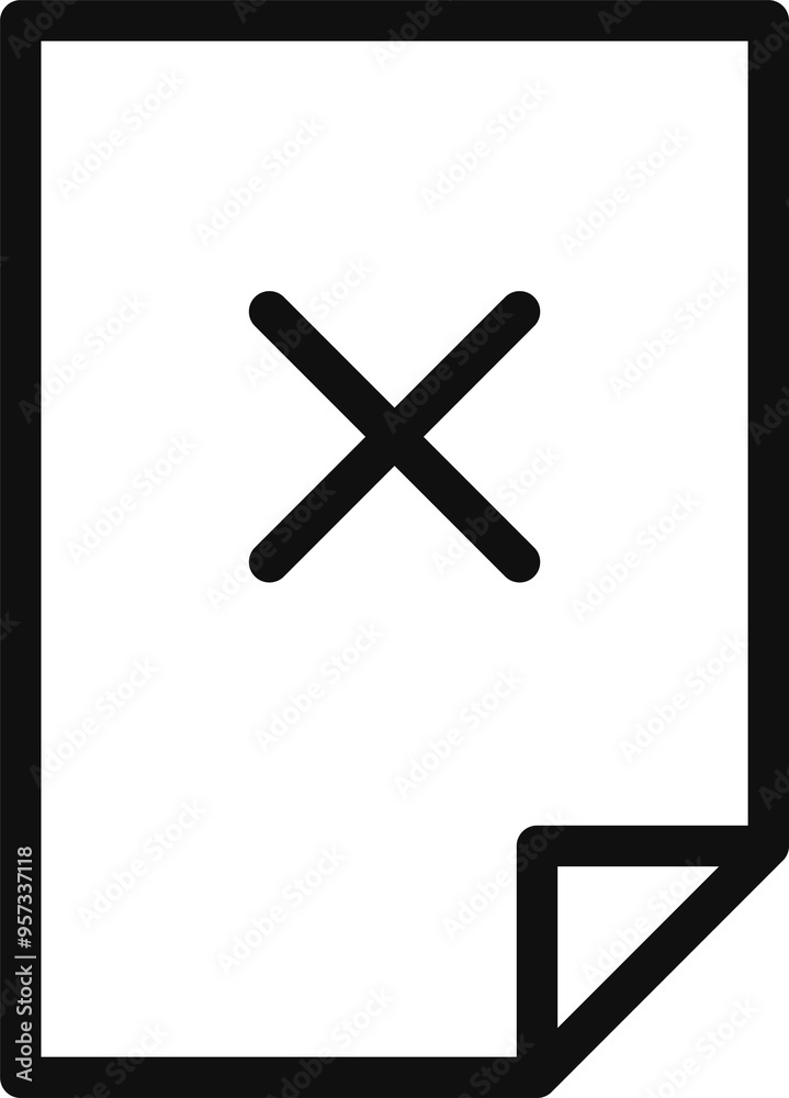 Obraz premium Close Document Page Icon, Close New Page Icon, Close Paper Icon, and Close Paper Outline Icon - High-Resolution Vector Set for Document Management, UI Design, and Digital Workflows
