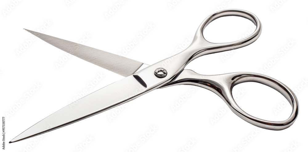 Silver scissors on a plain background used for crafting and cutting isolated on transparent background Silver scissors on a plain background used for crafting and cutting isolated on transparent background