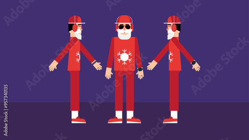 A Progressive Fashionable Flat Santa in Basic Outfit