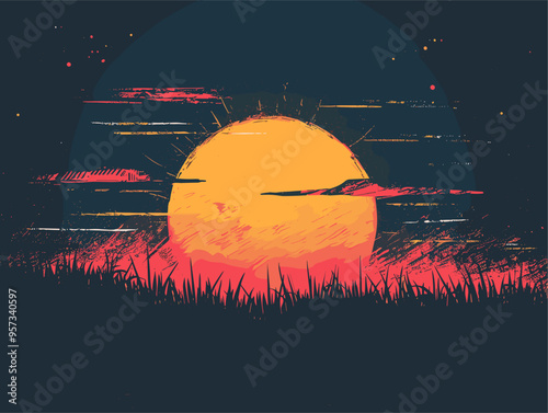 Dawn of Hope: A Vector Illustration of Resilience Triumphing over Adversity