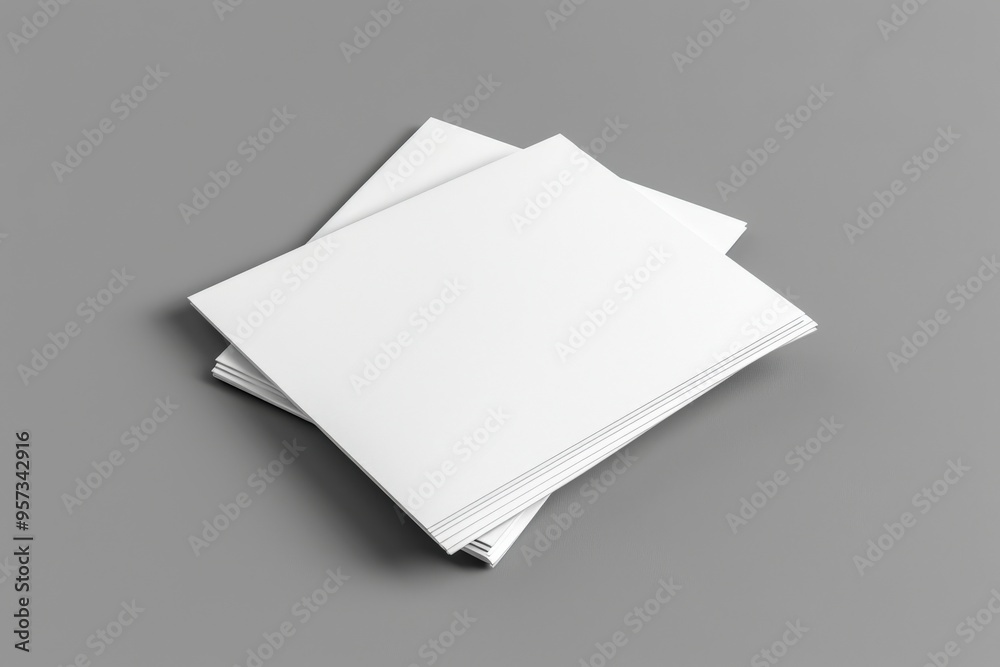 Flyers Mockup. Blank White Paper Leaflet Template Design on Gray Background Flyers Mockup. Blank White Paper Leaflet Template Design on Gray Background