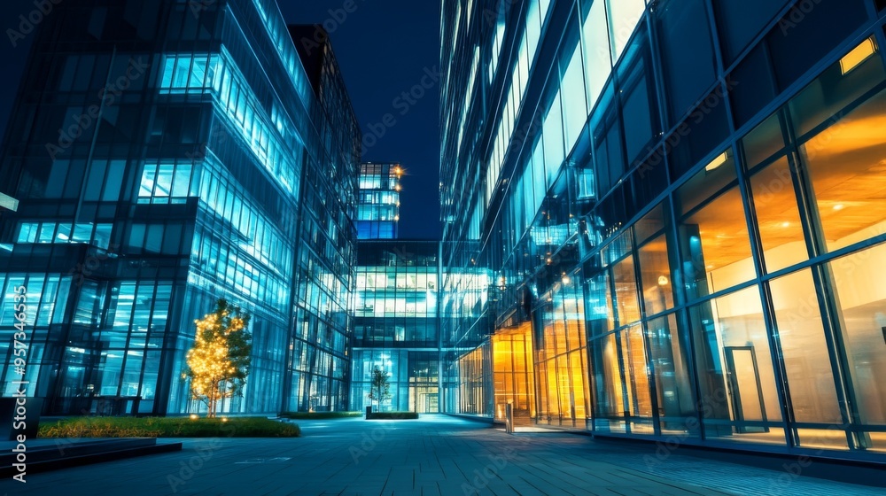 Obraz premium Nighttime Urban Architecture