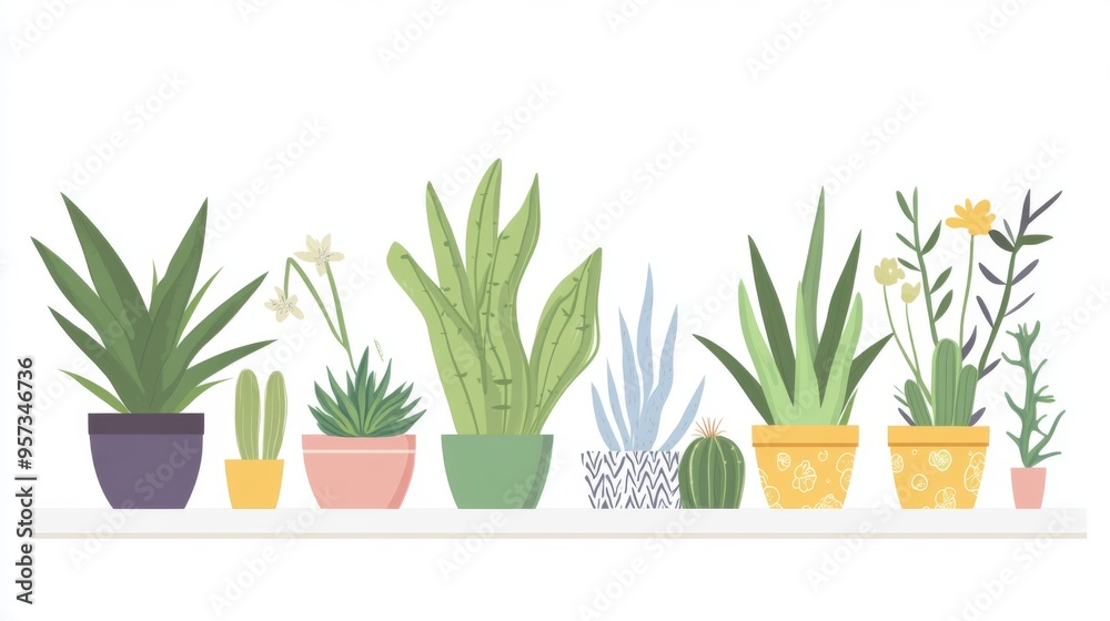 Fototapeta premium Stylish Collection of Potted Plants