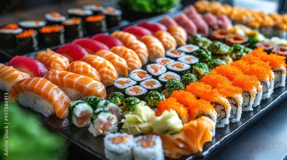 Beautifully arranged sushi platter Beautifully arranged sushi platter