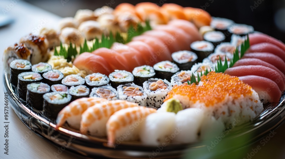 Beautifully arranged sushi platter