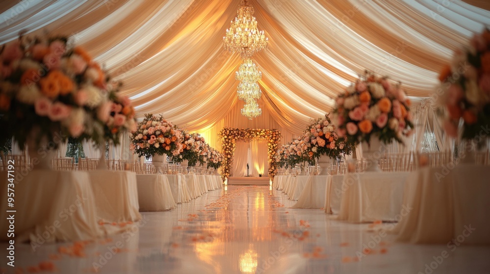 Fototapeta premium Beautifully decorated wedding venue
