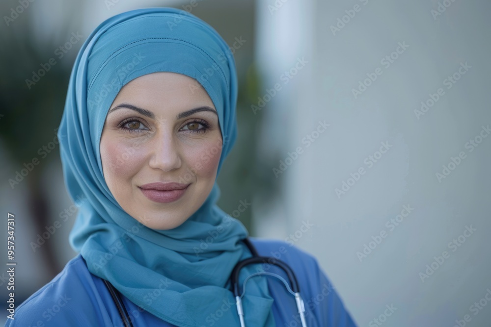 Fototapeta premium Confident Muslim nurse in hijab.