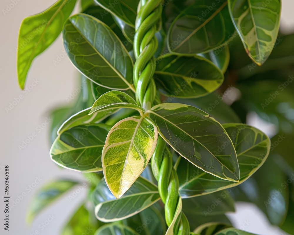 Ficus: Large Ficus benjamina Houseplant with Braided Stem and Bright Green Leaves Ficus: Large Ficus benjamina Houseplant with Braided Stem and Bright Green Leaves