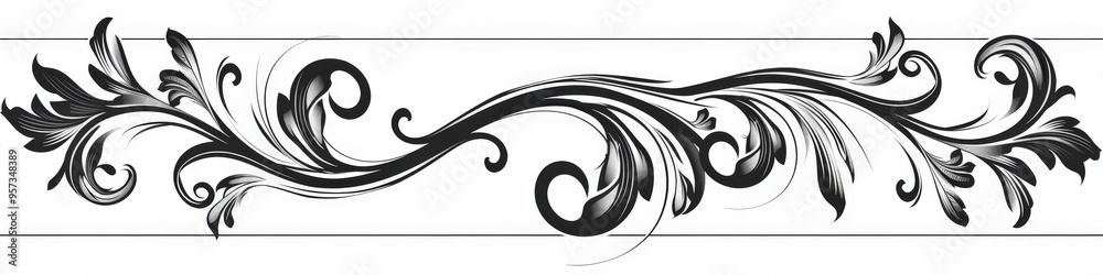 Fototapeta premium Filigree Divider. Vintage Calligraphic Ornament with Retro Floral Design