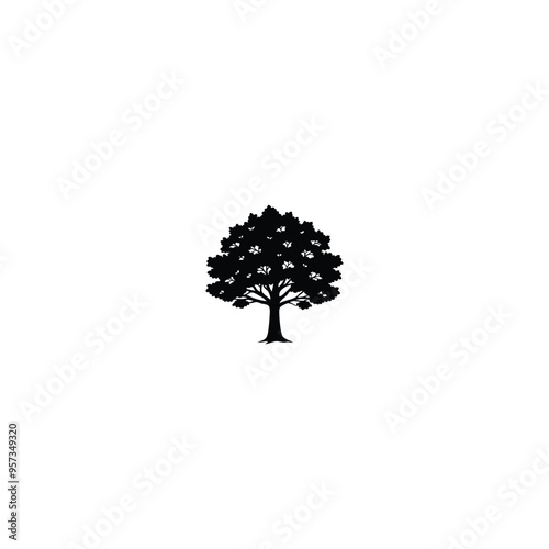 silhouette tree isolated on white