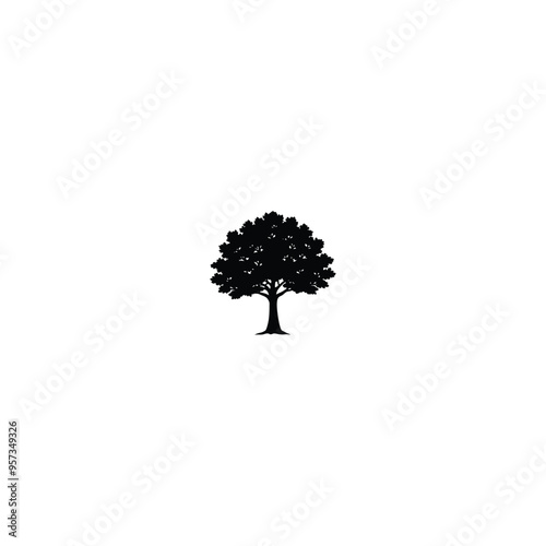 silhouette tree isolated on white