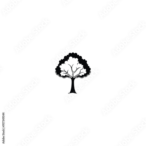 silhouette tree isolated on white
