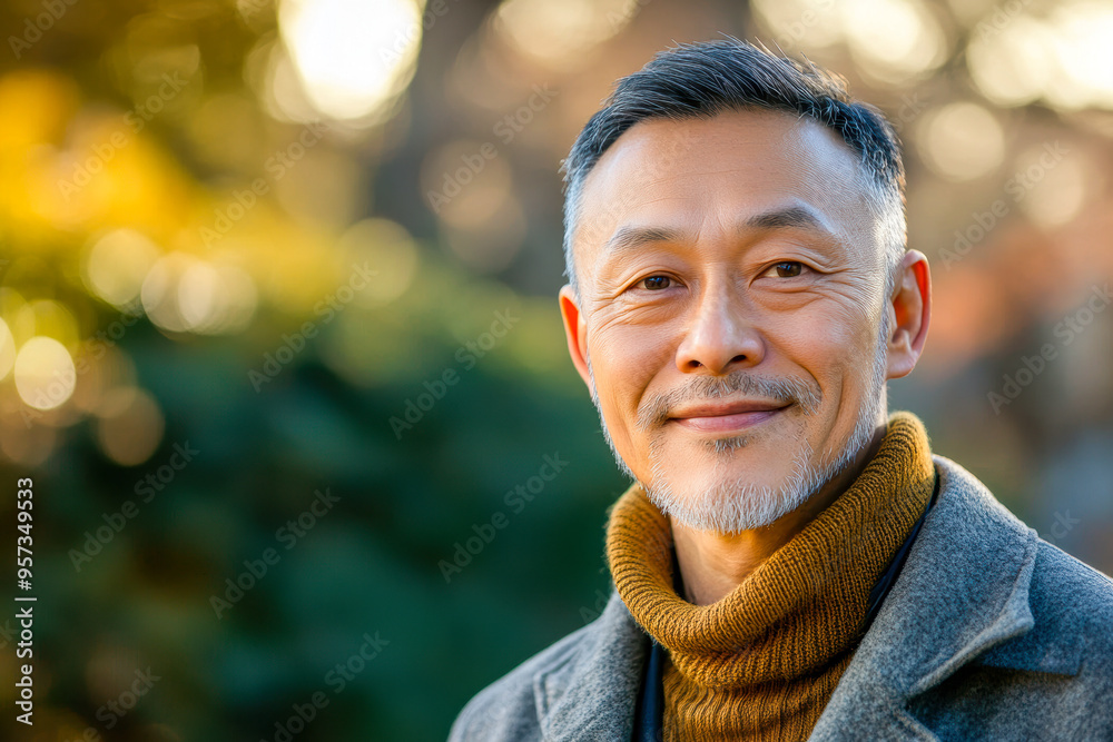 Middle aged Asian man with a gentle smile Middle aged Asian man with a gentle smile