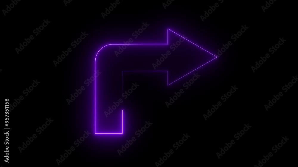 abstract glowing neon line arrow animation indigo color art on dark background. abstract glowing neon line arrow animation indigo color art on dark background.