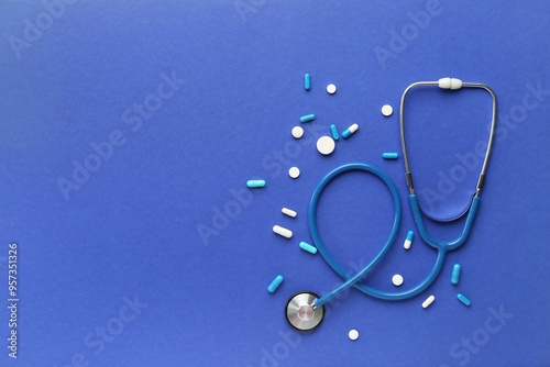 Stethoscope with pills and ...