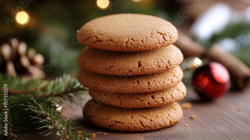 The national cuisine of Great Britain: English ginger cookies for the New Year's table. photo