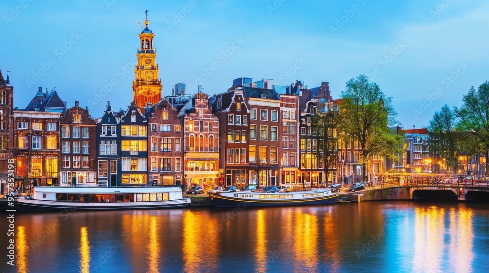Fototapeta premium Evening Serenity in Amsterdam