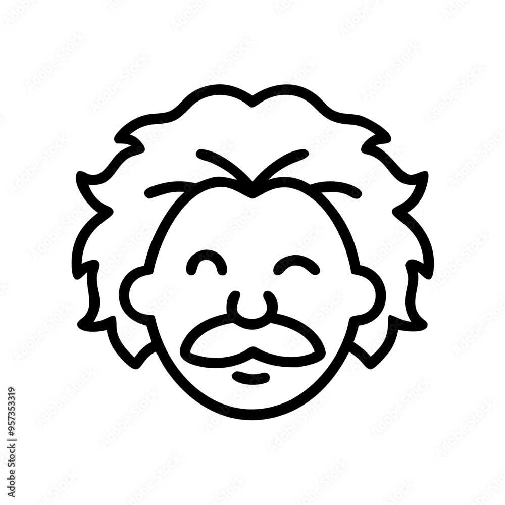 Icon of Famous Scientist with Messy Hair Stylized Simple Vector Illustration Outline Drawing Icon of Famous Scientist with Messy Hair Stylized Simple Vector Illustration Outline Drawing