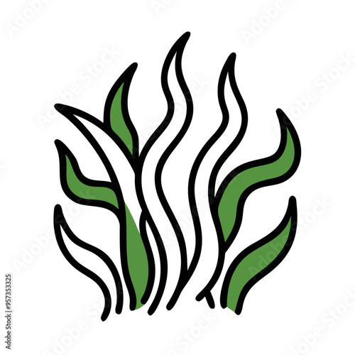 Free Download Abstract Seaweed Vector Illustration Green Marine Plant Aqua Themed Graphic Wave Pattern - GFXLoad