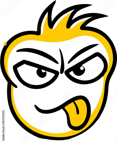 Funny Cartoon Face with Silly Tongue Expression Playful Vector Illustration for Art and Design