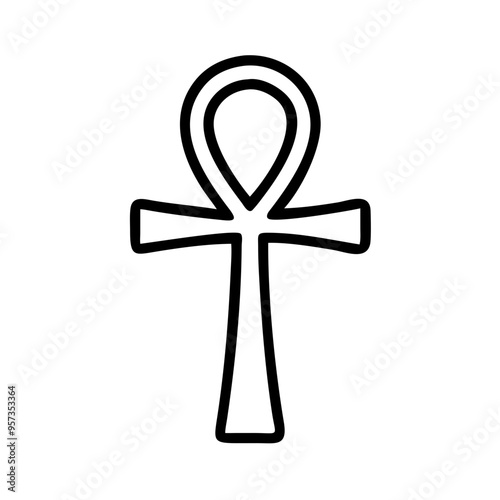 Ancient Egyptian Ankh Symbol Vector of Eternal Life and Spirituality on 