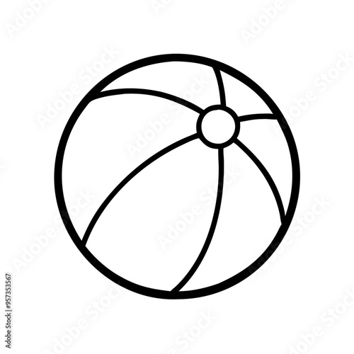 Beach Ball Vector Simple Outline Illustration for Web Design Apps Posters and Print