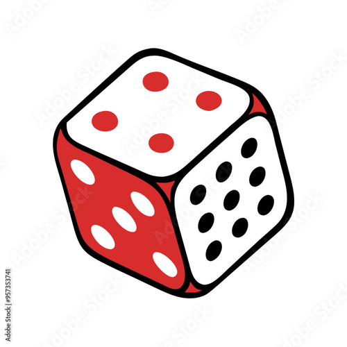 Colorful Vector Dice Illustration Symbolizing Chance and Luck for Game Design and Educational Use