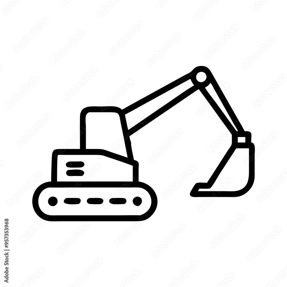 Naklejka premium Excavator Construction Vehicle Vector Illustration Digger Symbol Heavy Machinery Equipment