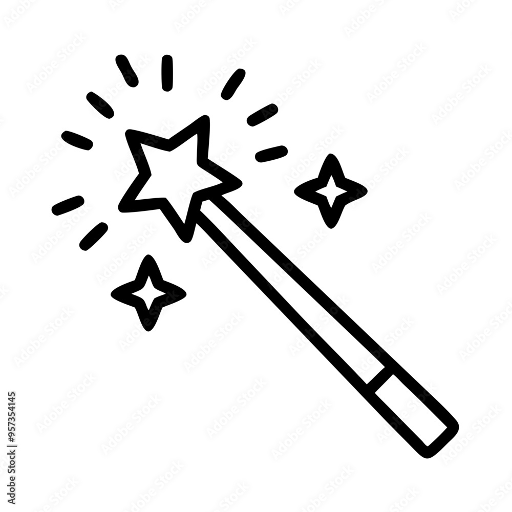 Magic Wand Vector Simple Star Shape Wizard Tool Enchanting Spell Illustration Magic Wand Vector Simple Star Shape Wizard Tool Enchanting Spell Illustration