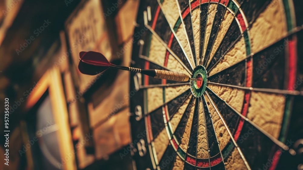 Dartboard with Dart in the Center Dartboard with Dart in the Center