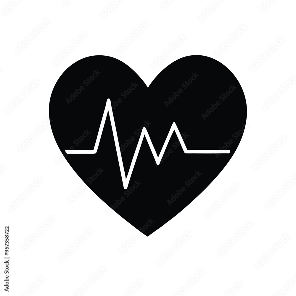 a Heart Beat pulse line, vector silhouette, isolated white background a Heart Beat pulse line, vector silhouette, isolated white background