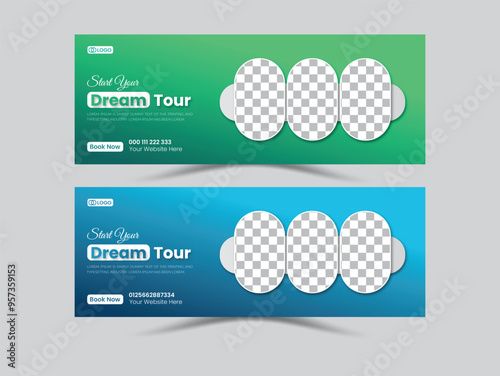 Tour travel agency holiday vacation Facebook timeline cover or web banner template design. new trendy latest creative design for social media tourism business ads marketing advertising promotion.