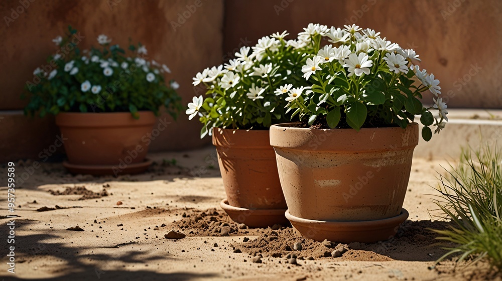 flowers in pots , AI Generated flowers in pots , AI Generated
