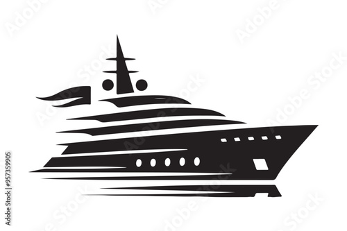 Premium Superyacht Silhouette Vector Illustrations for Luxurious Designs photo